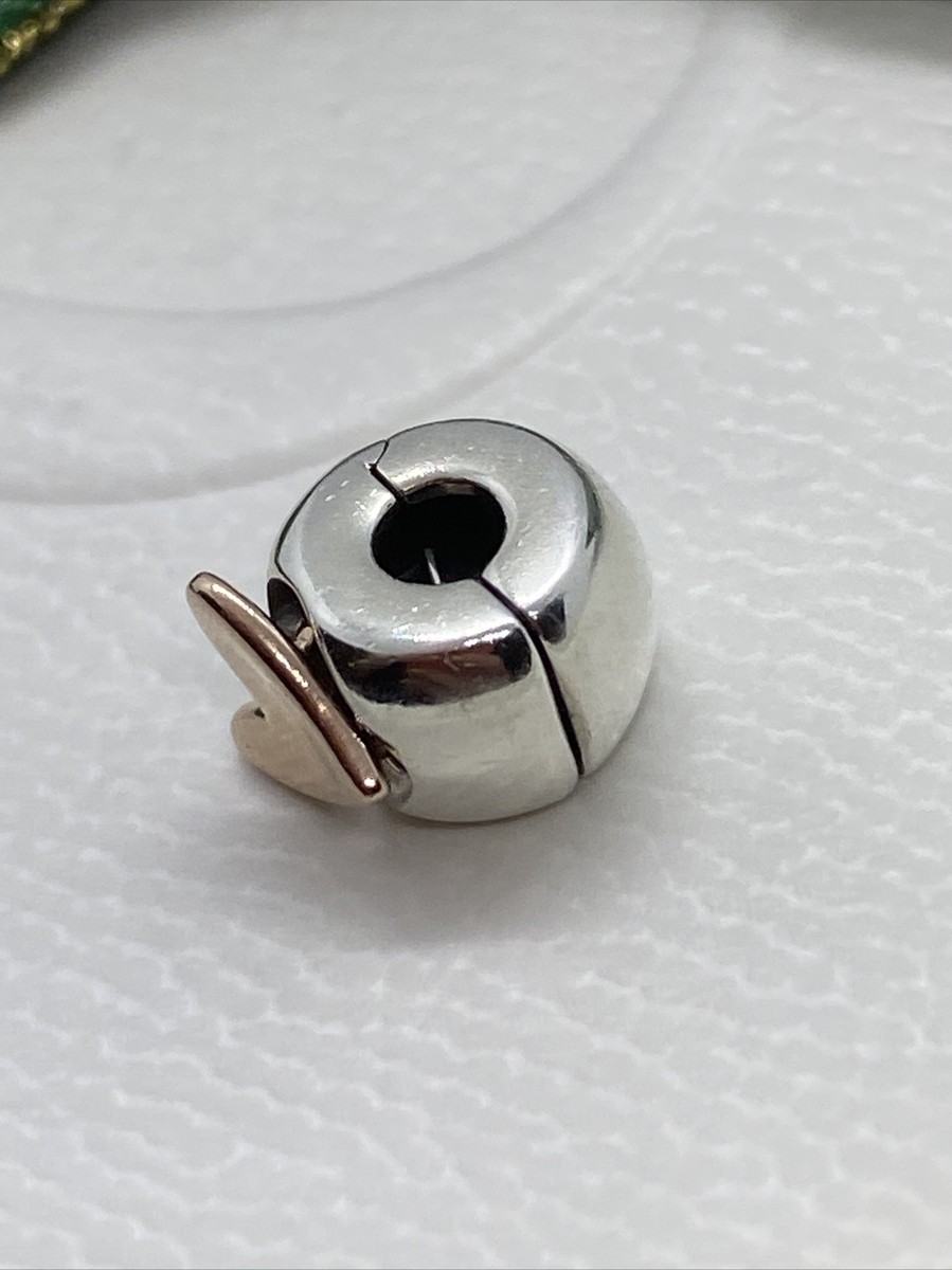 PANDORA #788697C00 Freehand Heart Clip Charm Rose™ & Silver