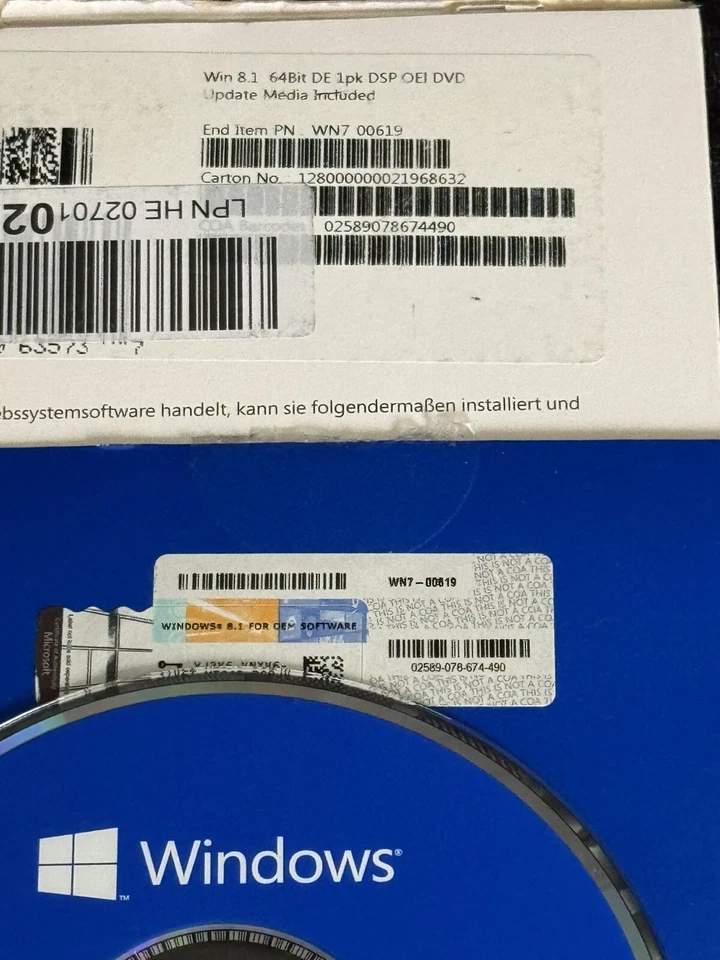 Microsoft Windows 8.1 / 64 Bit, Deutsch mit DVD und  MwSt Rechnung - Bild 2 von 3