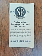 Vintage Game Advertising Pamphlet 1954 Selchow & Righter Co.