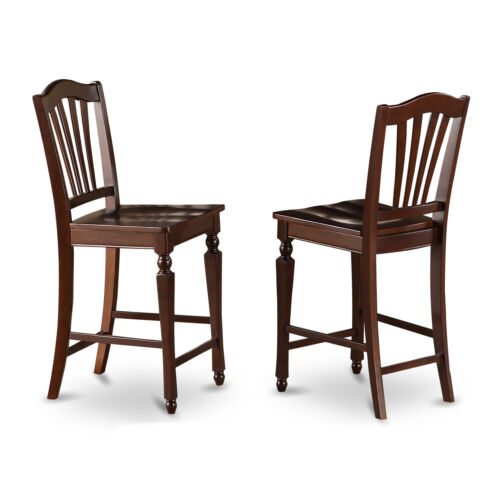 Set of 2 Chelsea kitchen counter height chairs with fabric padded seat in black - Picture 6 of 10