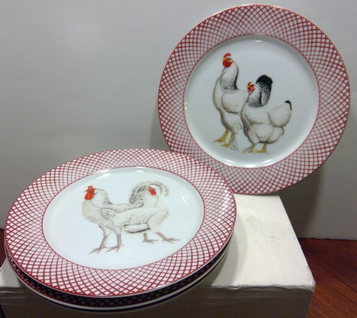 Set of 4 The Haldon Group Devonshire Rooster Chicken 7 1/2" Salad Plates
