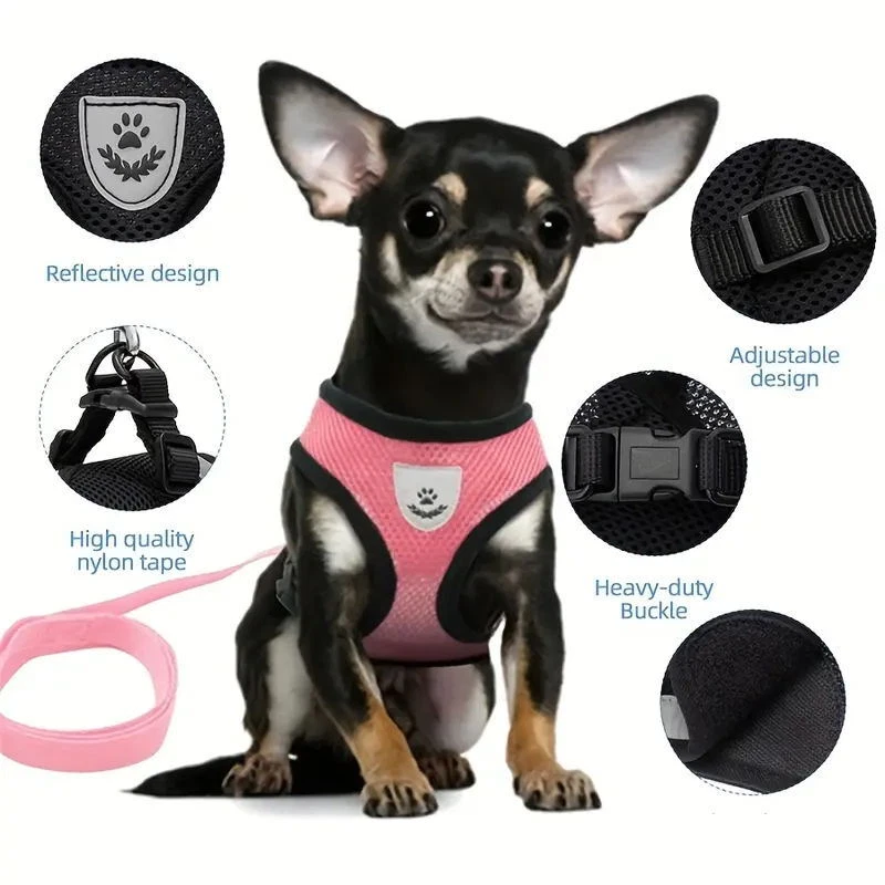 New Cat Dog Pet Harness Adjustable Control Vest Dogs Reflective S M L XL Leash - Image 2 of 4