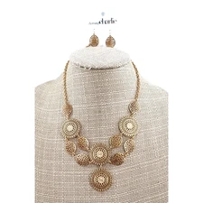 Gold Tone Statement Necklace & Earring Set by Charming Charlie #N2599