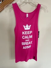Fight Chix Women’s “Keep Calm and Break Arms” Tank Top Pink Large UFC MMA New