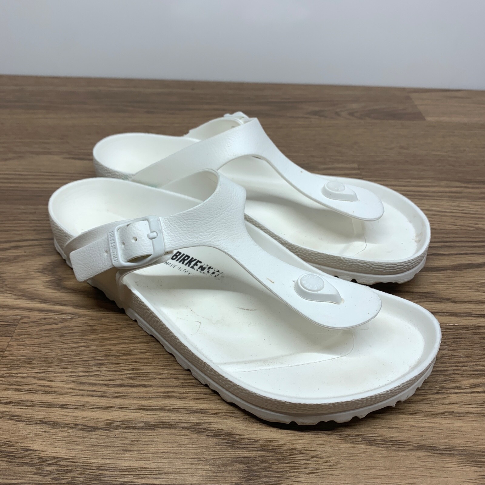 Birkenstock Gizeh EVA Silver White Rubber Thong T Strap Flip Flops
