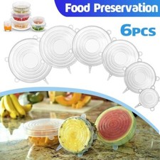 6X Stretch Reusable Silicone Bowl Wraps Food Saver Cover Seal Lids NSTA LIDS AU
