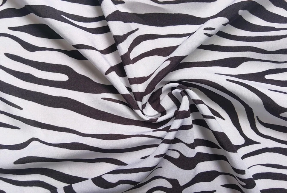 55''Wide By Yard Black White Zebra Striped Dress Robe Abaya Fabric Rayon Viscose - Image 3 of 4