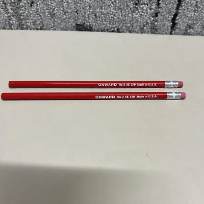 Lot Of 2 Onward No. 2 SE120 Made in USA Red Vintage Unsharpened Pencils