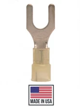 (50 pc) 12-10 1/4" NYLON FORK SPADE TERMINAL ELECTRICAL CONNECTOR MADE IN USA