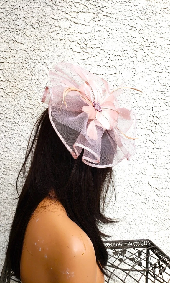 Desnudo Rosa Fascinator Rosa Pálido Kentucky Derby Vestido Formal Elegante Boda Té Foto 4 de 4