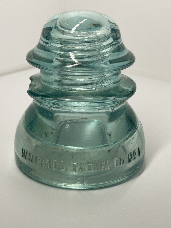 Vintage Whitall Tatum Co. No. 1  Made in U.S.A. Teal Green/Blue Glass Insulator