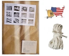 Privacy Screen Net Balcony Fence Tan/White w Grommets & Rope 7.5 Ft x 2.8 Ft NEW