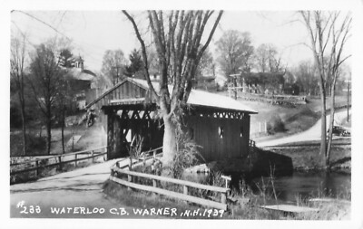 Real Photo Post Card - Waterloo Covered Bridge, Weaner, N.H. 1937