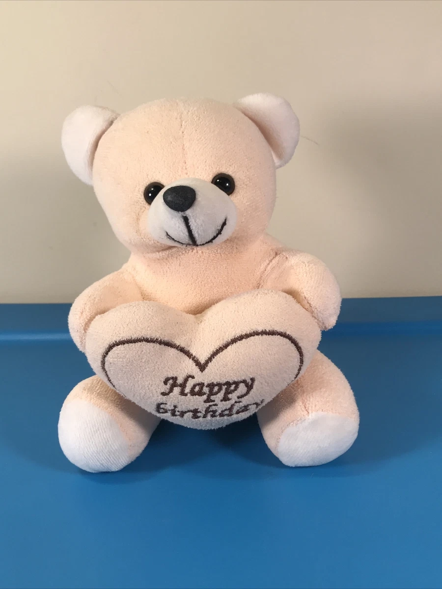 Dimpy Stuff Light Brown Tan Plush Bear Happy Birthday Heart 7 eBay