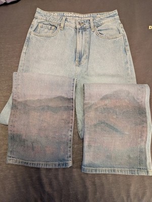 Clockhouse Highwaist Jeans Hellblau Gerades Bein Und Farbverlauf Größe 38 Neu