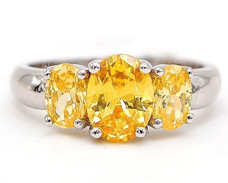 2CT Heat Treated Yellow Topaz 925 Solid Sterling Silver Ring Sz 7 &2-4
