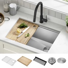 Kraus KWU11027 Undermount Kitchen Sink 27in workstation single bowl Stainless