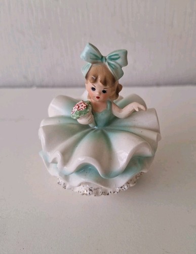 Vtg Inarco Big-Bow Collection Girl Figure Green Teal Cleve Ohio 1962 Japan MCM - 第 1/12 張圖片