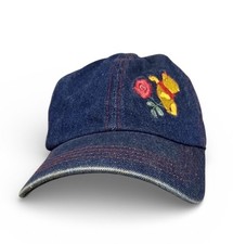 Vtg Winnie The Pooh Denim Hat Strap Back Disney Embroidered Picked Just For You
