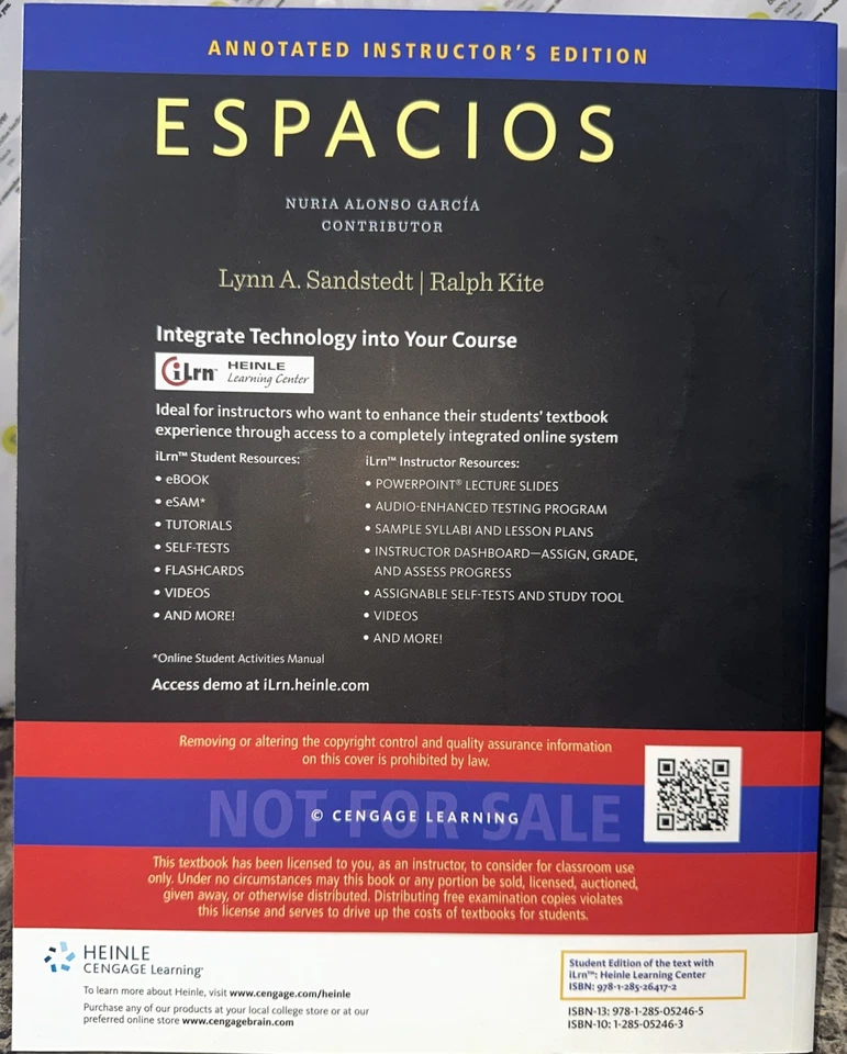 Espacios by Lynn Sandstedt and Ralph Kite Cenage Learning (Instructor's Edition) - Image 2 of 4