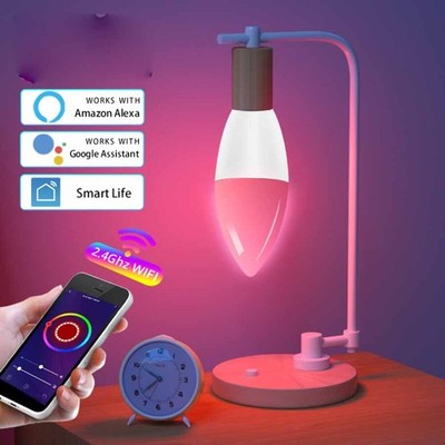 Smart WifI Led Lamp E14 RGB CW WW Led Bulb Dimmable 85-265V Voice Control Light