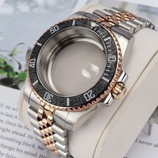 40mm GMT Oyster Perpetual Watch Case Band Silver Rose Gold For SII NH35 Movement