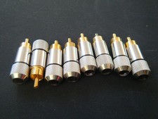 Lot 8 top quality Nice Silver RCA Audio Wire Cable Plugs. Gold Plated contacts