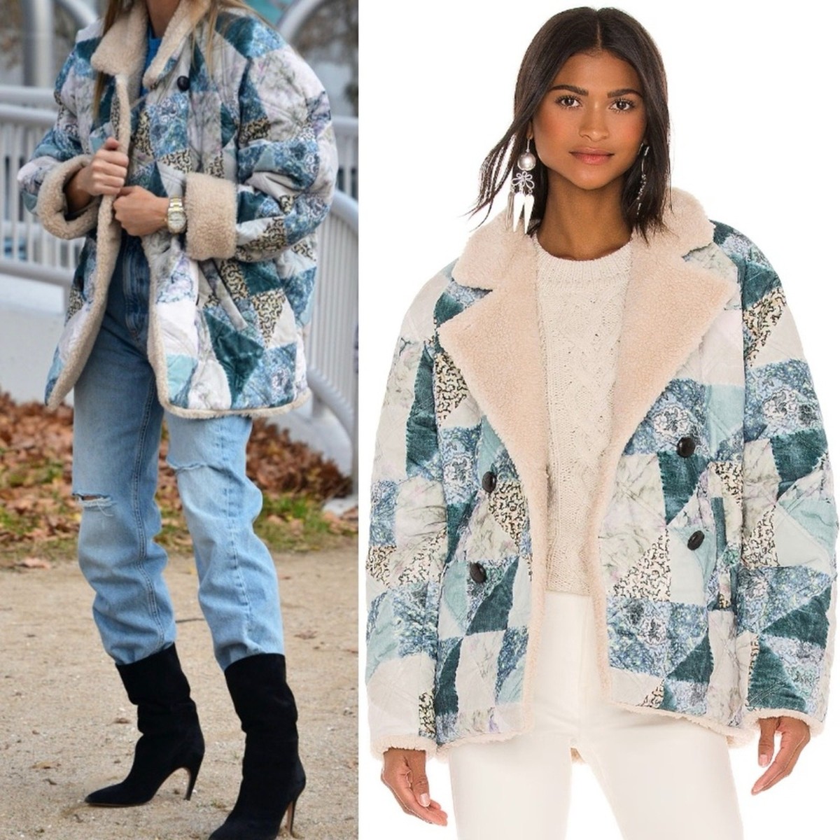 ISABEL MARANT ETOILE Maceio Patchwork Sherpa Coat Size 6 | eBay