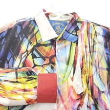 Steven Land Brooklyn 1991 Button Shirt Mens XXLT Loud Abstract Flip Cuff