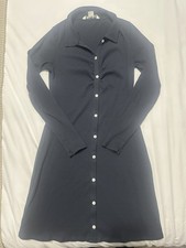 American Eagle Knit Shirt Dress Navy Blue Collared Long Sleeve M