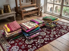 Sanskriti Vintage Sari 100% Pure Silk Fabric Saree Lot of 40  Multicolor Printed