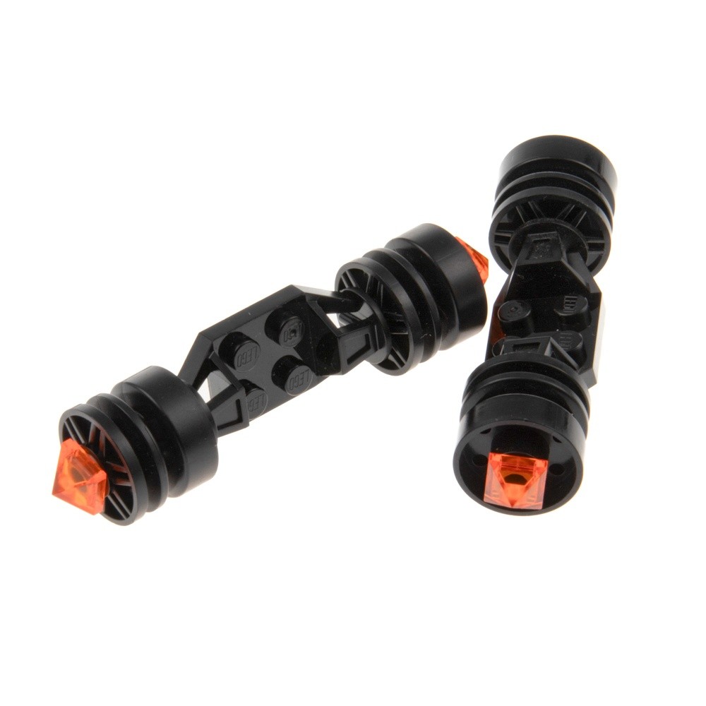 2x LEGO Technic Wheel Axle Pins Rim 18x14 Black Orange 47720 55981
