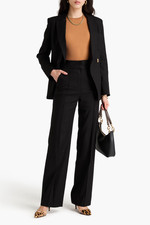 NWT 448 VERONICA BEARD Cruz linen-blend straight-leg pants in Black