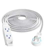20FT 360° Rotating Flat Plug Extension Cord Flat Wall Plug with 3 Outlets Bra...