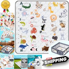 Portable Foldable Baby Play Mat - 50" x 50" Animal Alphabet Crawling Surface