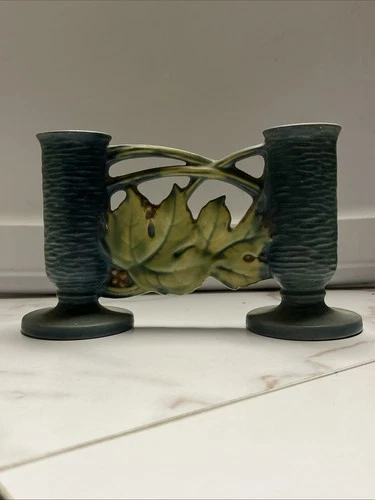 Roseville Clematis Double Bud Vase Pottery, Beautiful Vintage Piece!