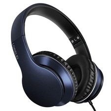 X6 OverEar Headphones Microphone Lightweight Foldable Stereo Bass Dark Blue