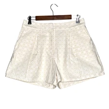 Rye Grass womens Embroidered all over preppy shorts size 10 twill 100% cotton