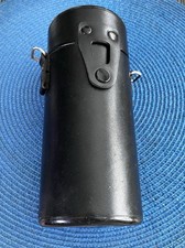 Camera Lens Case Lined Padded Hard Leather Vinyl Snap - 7.5  x 3  No Strap