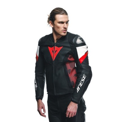 Motorrad Lederjacke Dainese AVRO 5 Herren black/red-lava/white