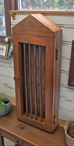 Ancien Porte-courrier En Bois Acajou – Marqueterie, Style Colonial Britannique, Fixation Murale