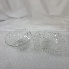 Vintage Clear Glass Candy Nut Bowls Pedestal & Square Not a Set Chip 