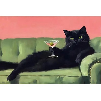 Animal Cat 5D Diamond Art Kit for Adults 12x16 Inch DIY Wall Decor Full Drill