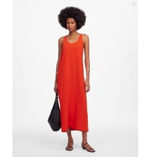 Madewell Dress Small Sleeveless Scoop Neck Midi Bright Orange Relaxed NU577
