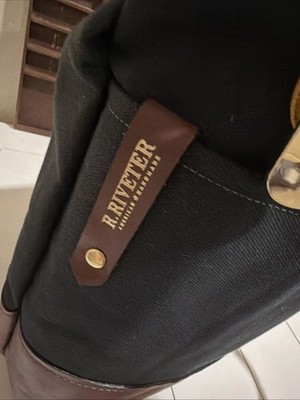 R. Riveter Black Canvas/Brown Leather Crossbody Shoulder  display picture 2