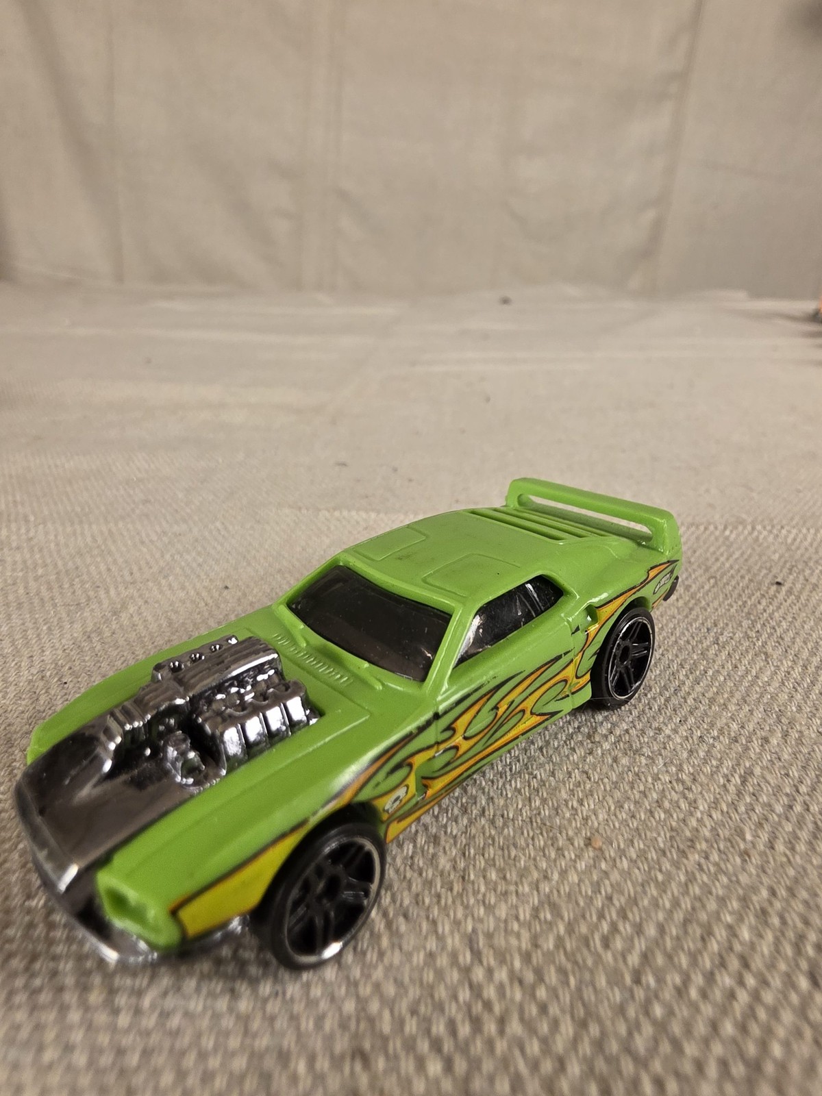 Hot Wheels Rivited Green Diecast Car with Flames 1:64 Scale Used