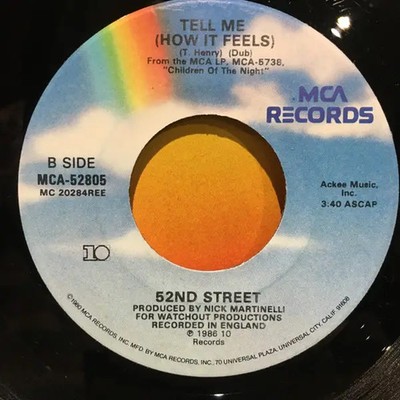 52nd Street Tell Me (How It Feels) Vinyl Single 7inch MCA Records