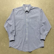 Vintage Brooks Brothers Makers Gingham Plaid Oxford Button Shirt 16-32 Blue USA