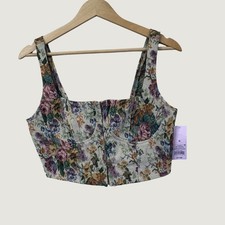 Wild Fable Floral Jacquard Corset Top M Multicolor Tapestry Cottagecore Boho
