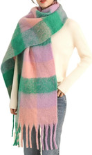 Chunky Winter Scarfs for Women Cold Weather Warm Knit Thick Plaid Scarf Long Lar